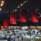 6.000 m² (64,600 ft² dome covering made of SUPER MUSLIN, red textile-covered panels made of FALSTAFF and FIGARO. <br> IAA 2005 Mercedes-Benz Frankfurt / Germany